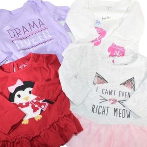 LOT of 4 Girls 0-3 Month Long Sleeve Tee Shirts  Great-NWOT 3 Months